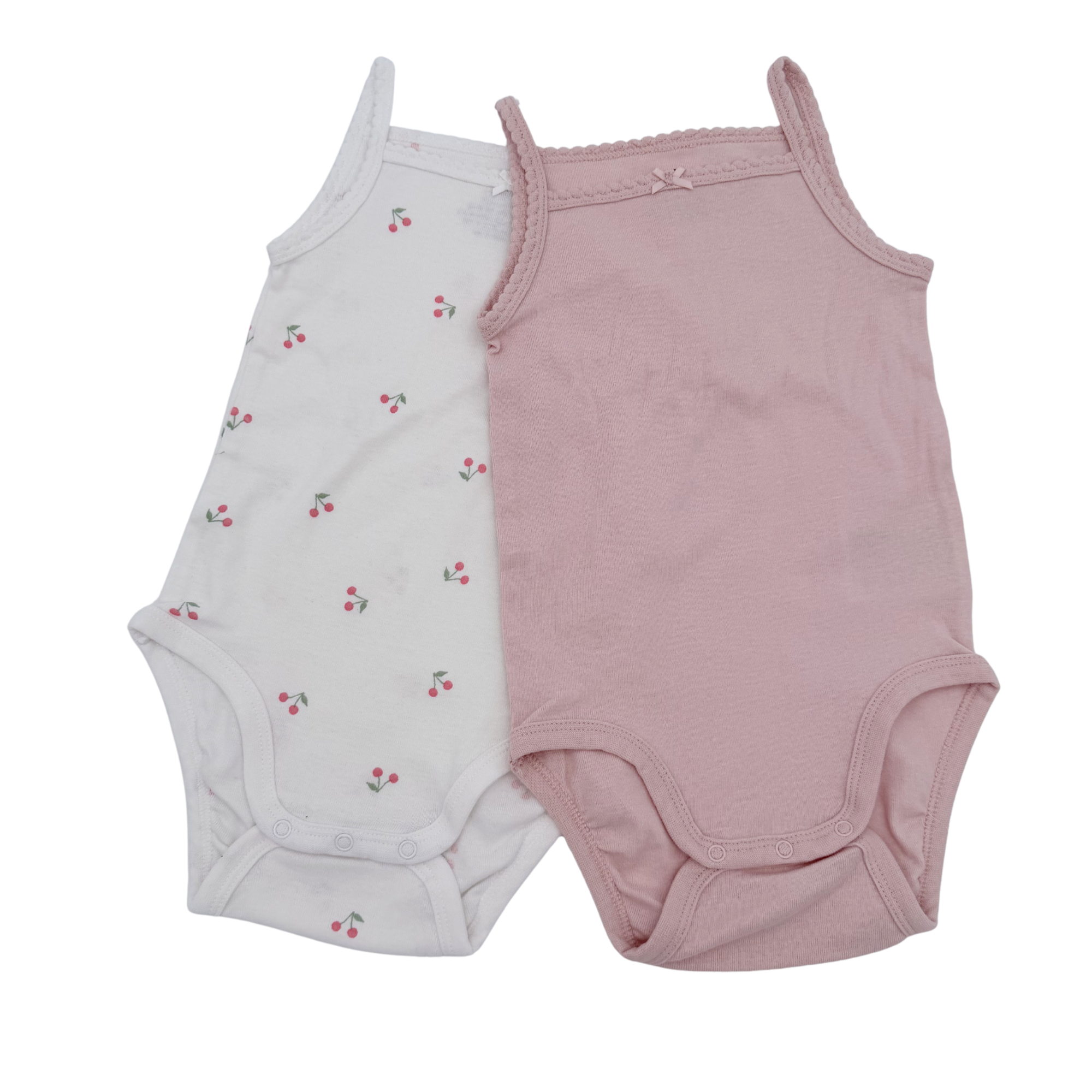 Lot de 2 bodies fines bretelles cerises — 9-12 mois