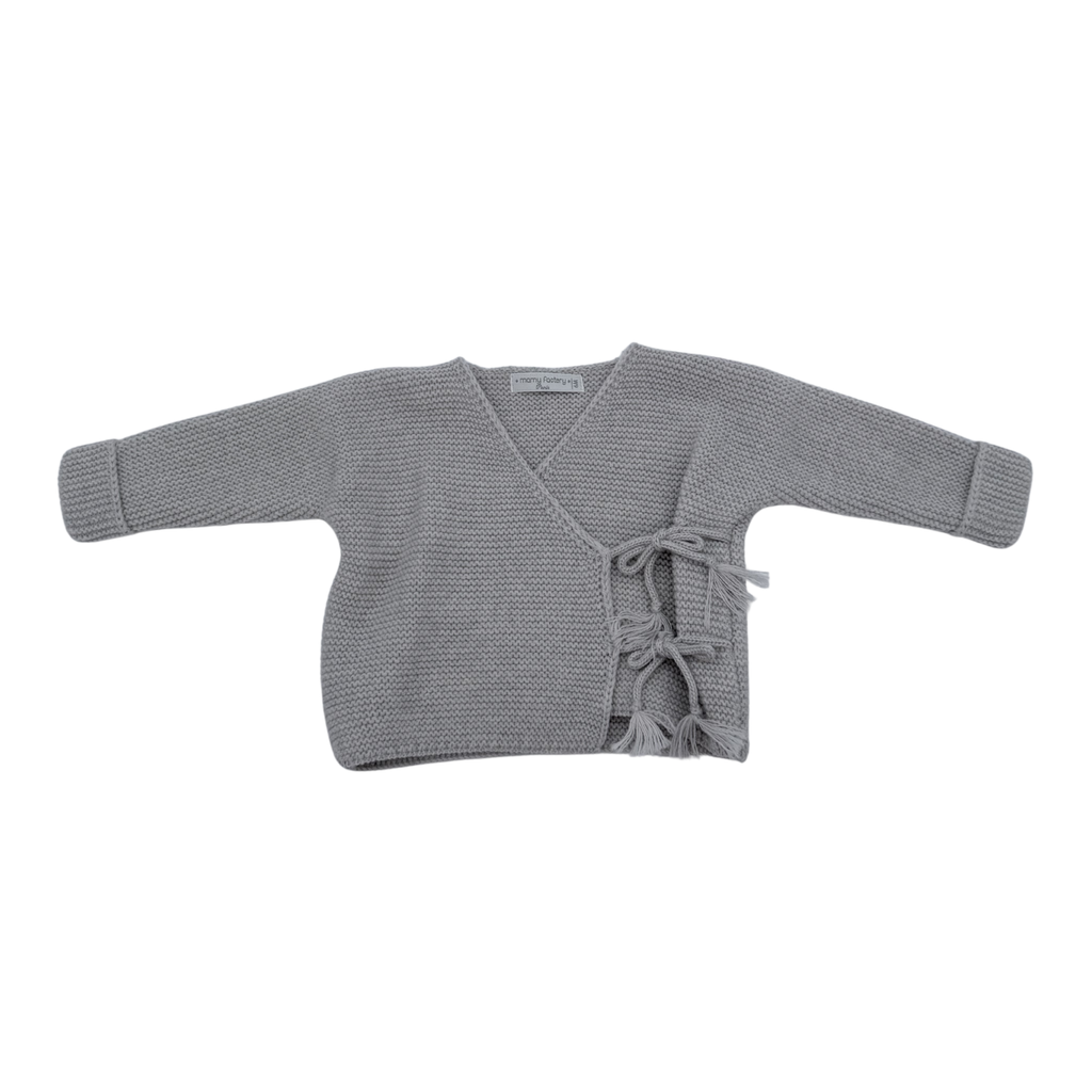 Gilet bébé gris maille nouée — 6 mois
