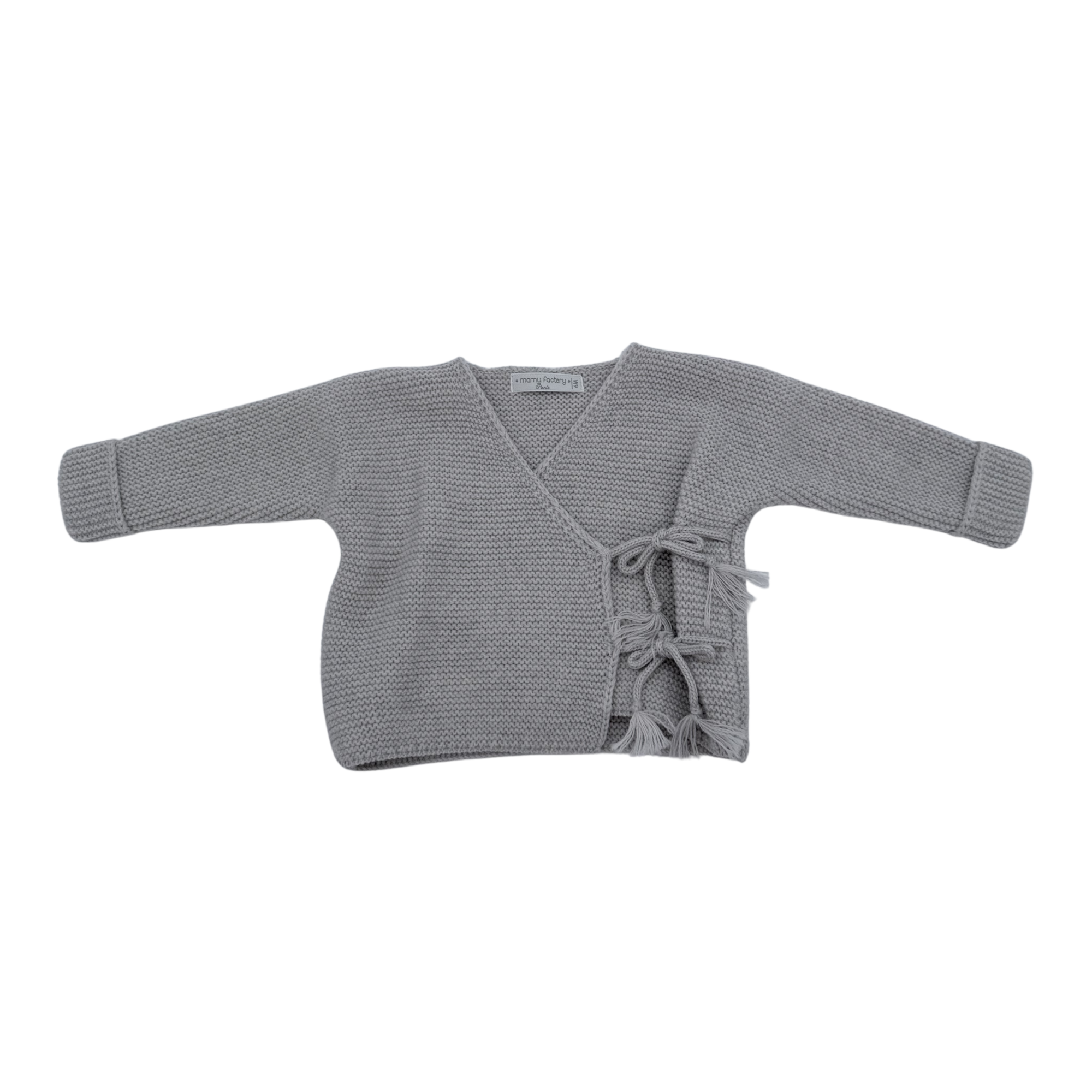 Gilet bébé gris maille nouée — 6 mois