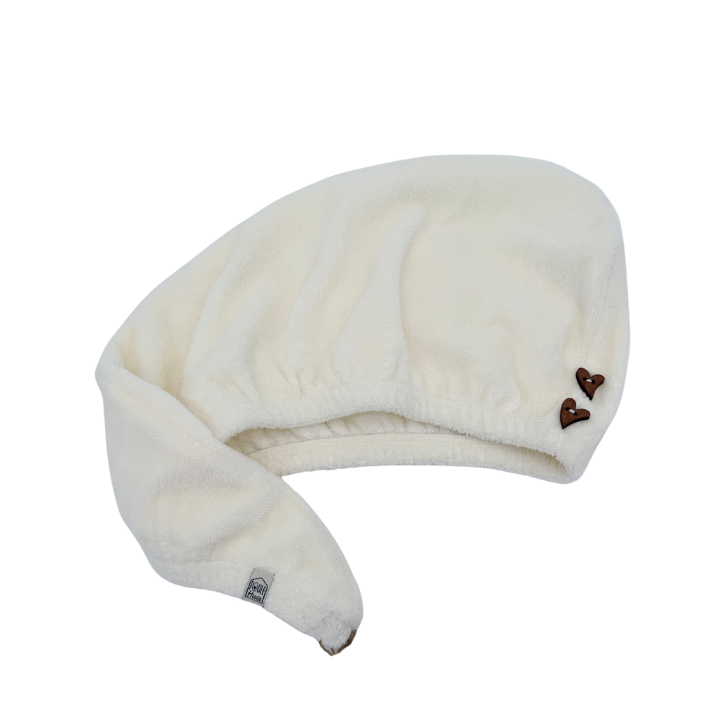 Serviette turban cheveux en éponge bambou — Lait