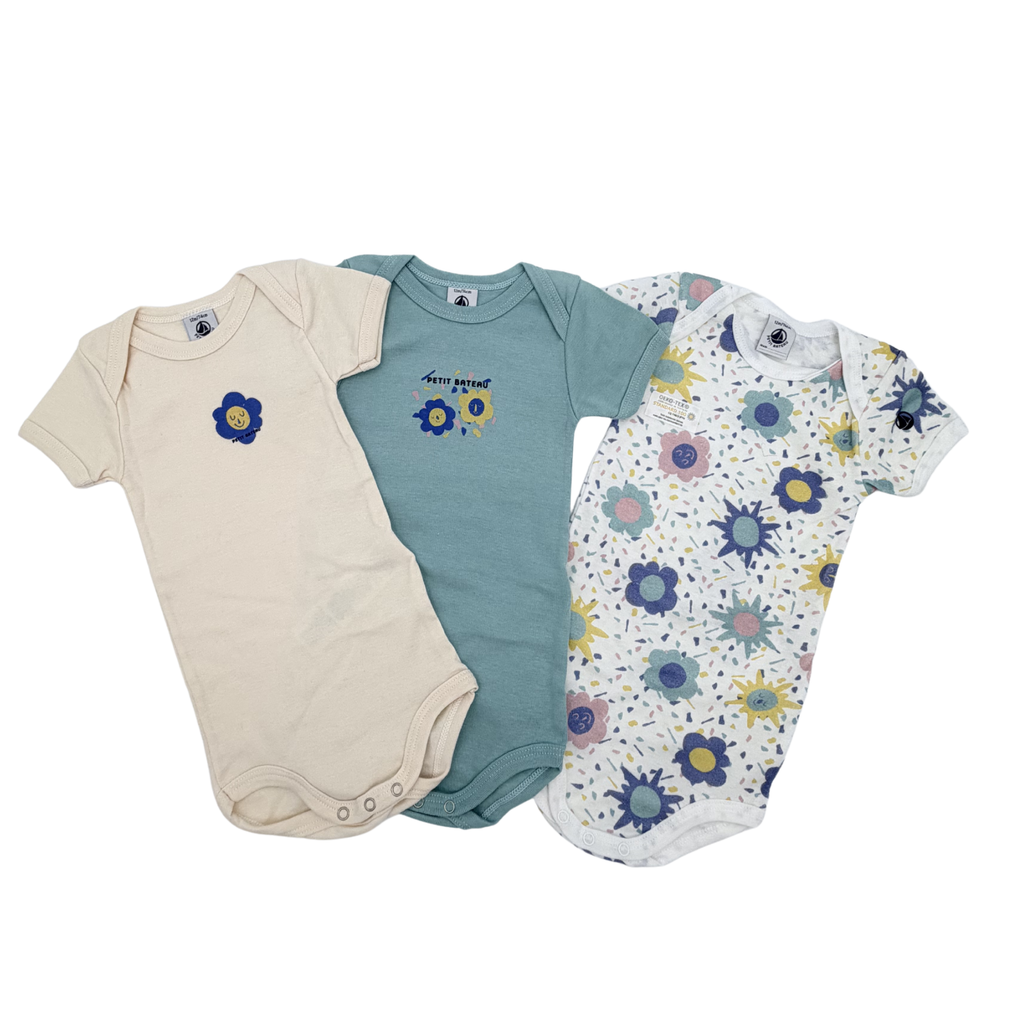 Lot de 3 bodies fleuris — 12 mois