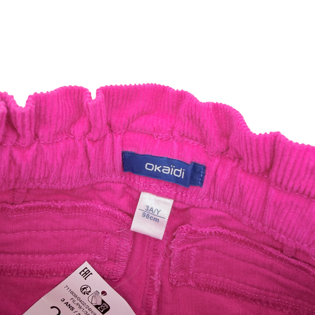 Short rose fuchsia en velours côtelé avec ceinture - 3 ans