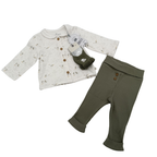 Ensemble bébé côtelé vert — 3 mois