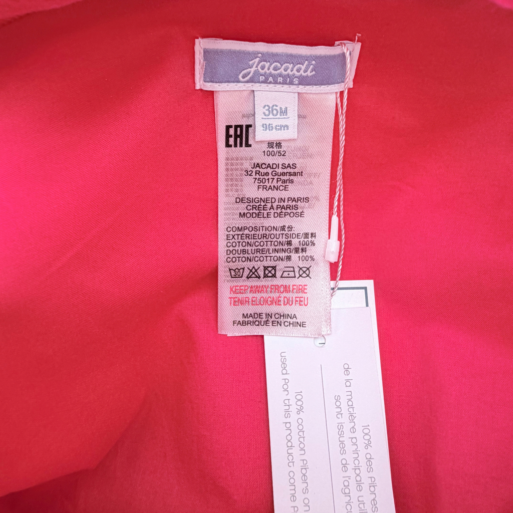 Robe salopette rouge plissée - 36 mois