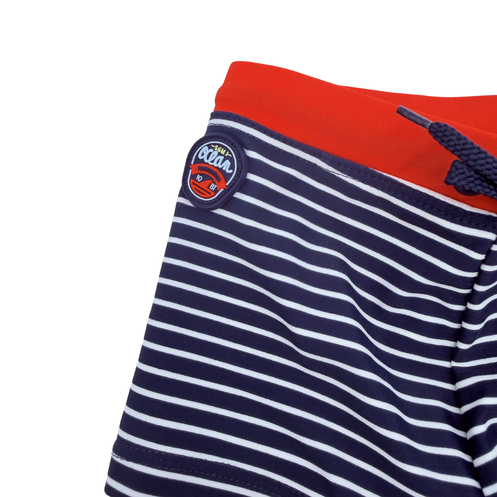 Boxer de bain rayé bleu marine et rouge — 2-3 ans