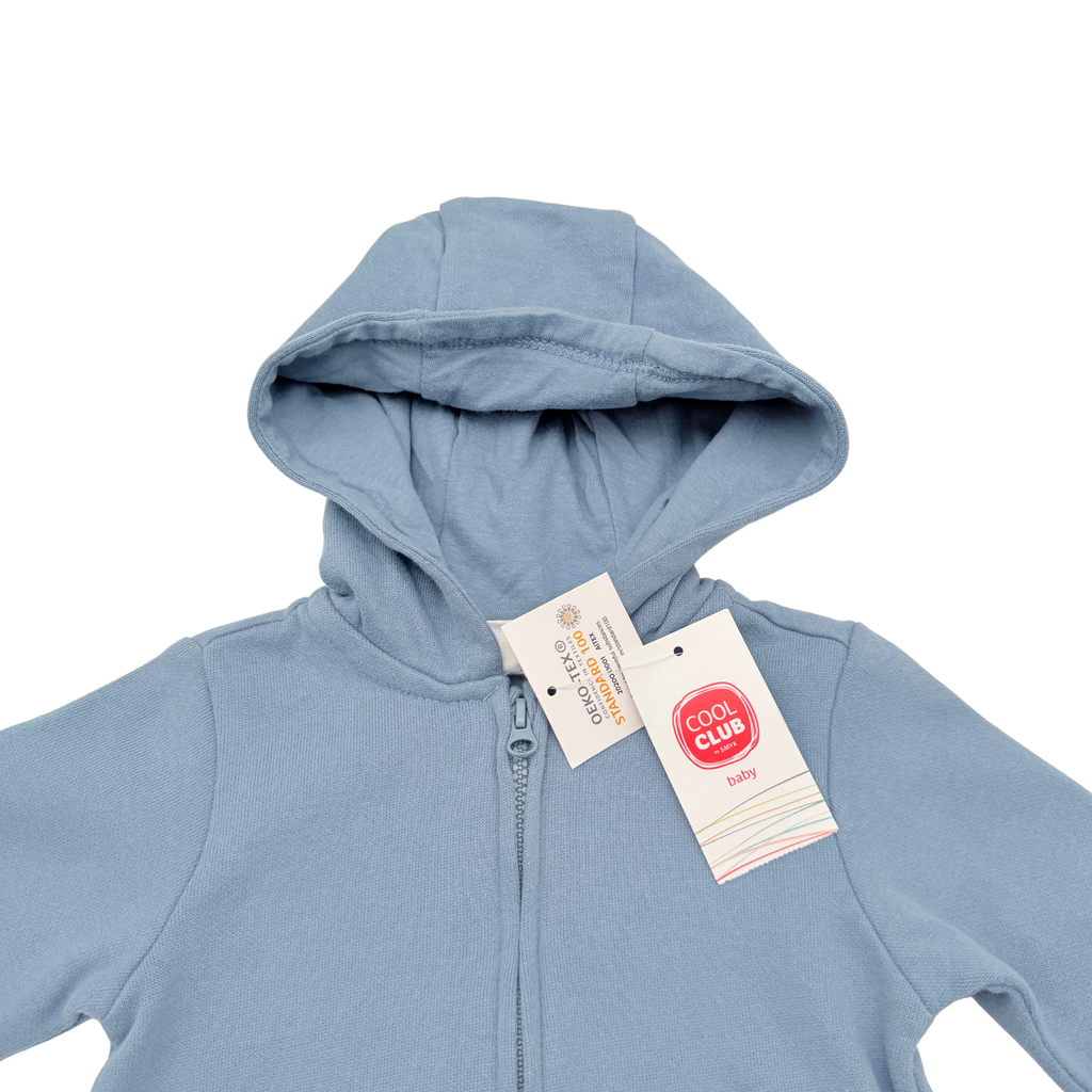 Gilet bleu à capuche zippé - 3 mois