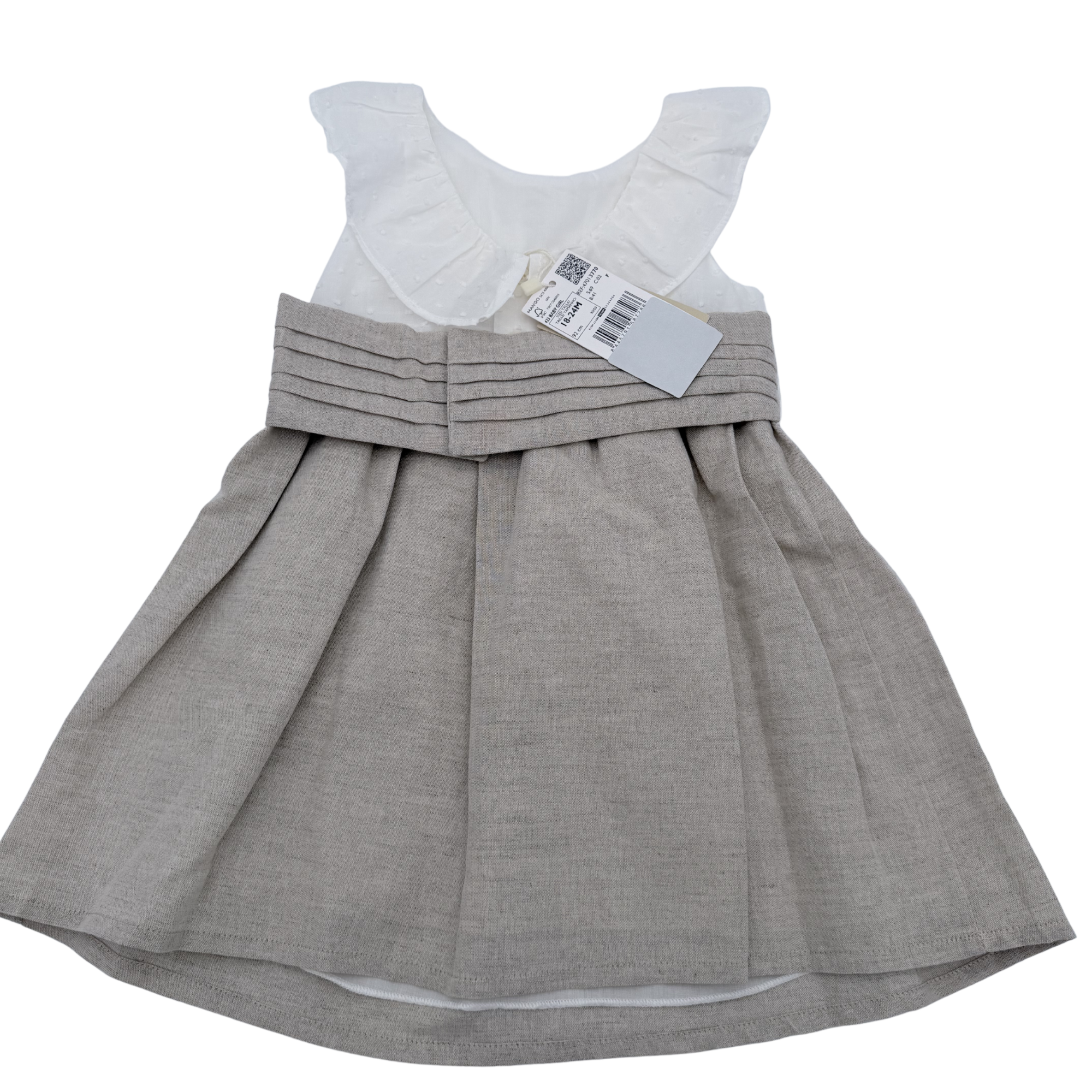 Robe bébé bi-matière beige & écru — 18-24 mois