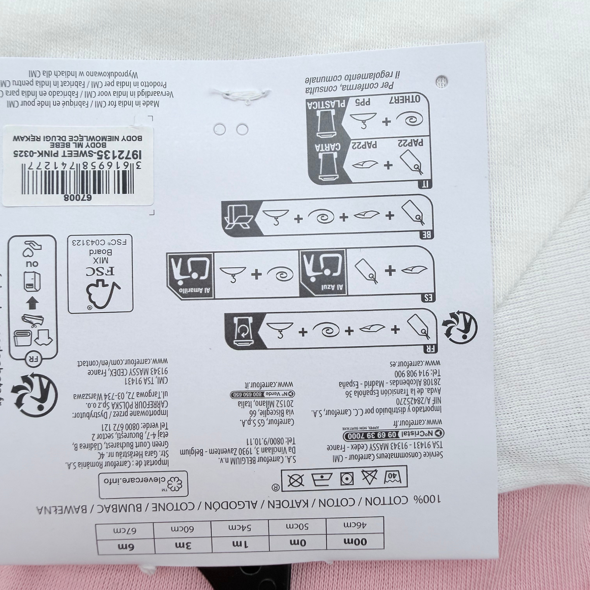 Lot de 3 bodies bébé croisés rose et blanc - 1 mois