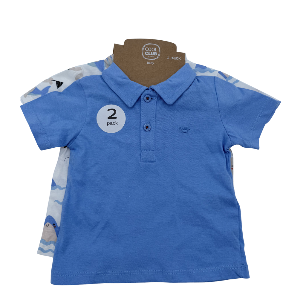 Lot de 2 t-shirts manches courtes bleu imprimé marin — 3 mois