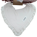 Lot de 2 bavoirs bandana à volants rose et écru en coton bio