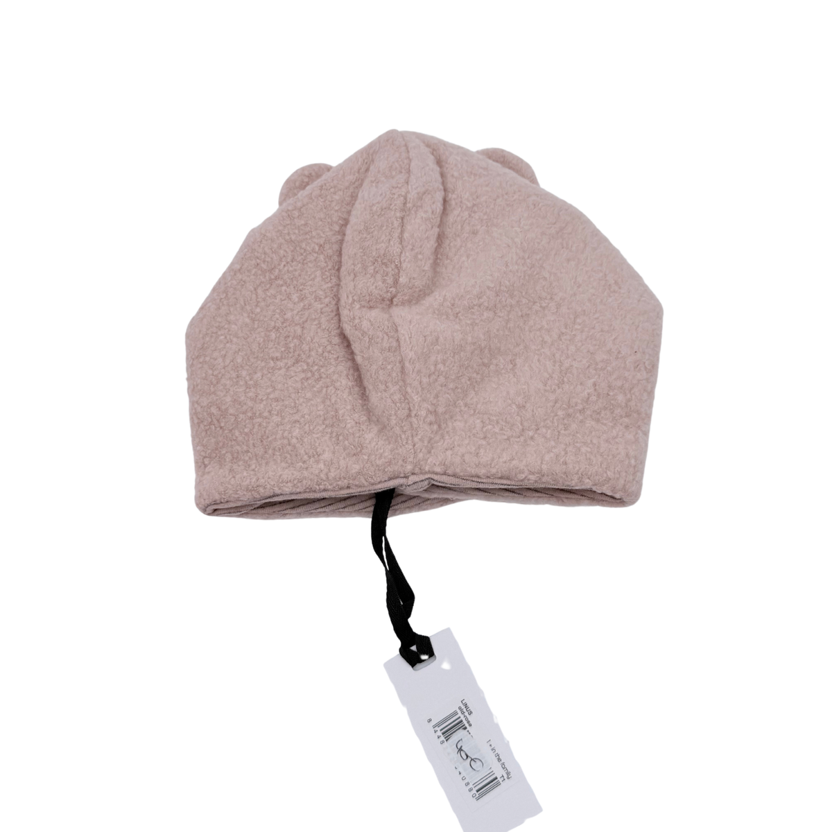 Bonnet rose effet bouclette avec oreilles - 1-3 mois