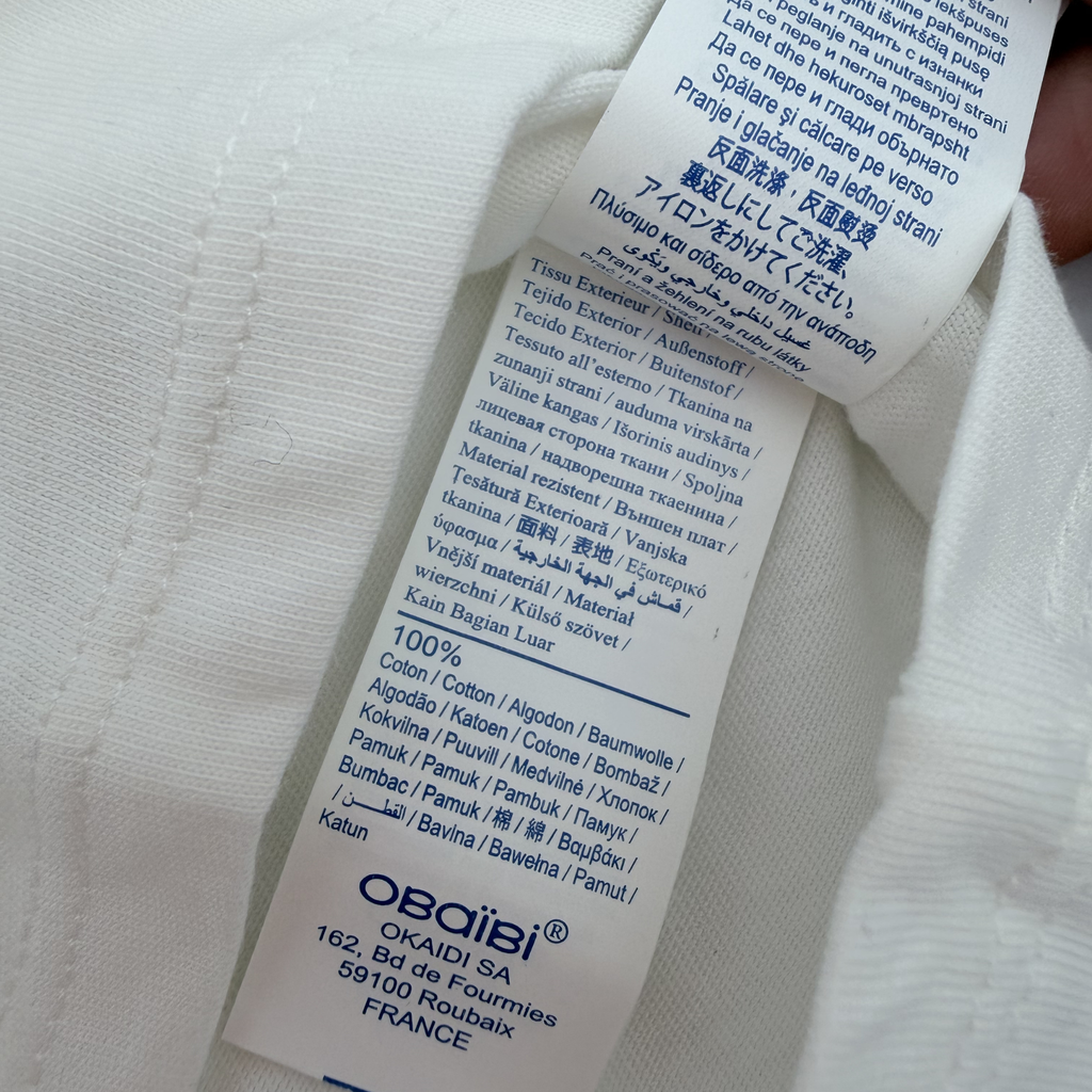 T-shirt blanc manches longues éléphant — 6 mois