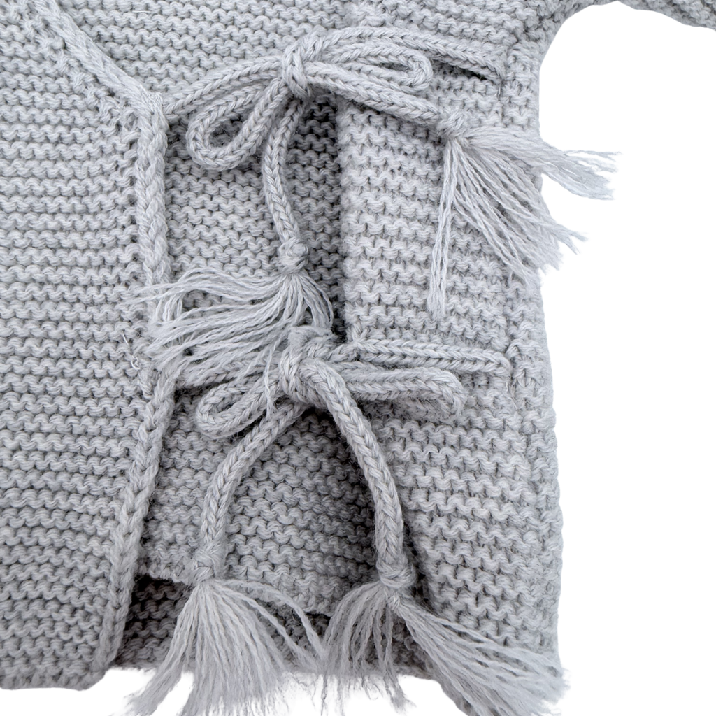 Gilet bébé gris maille nouée — 6 mois