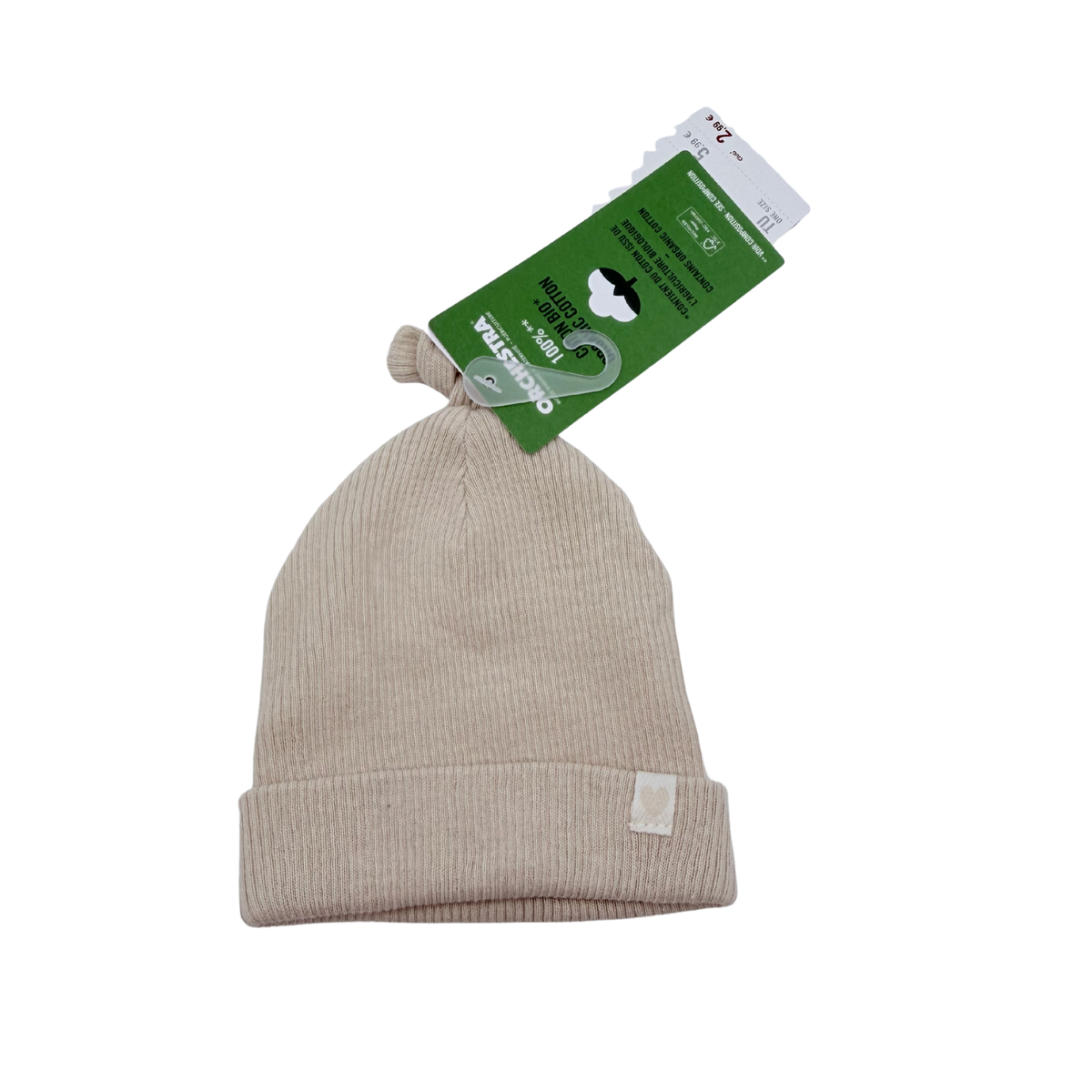 Bonnet bébé en coton bio beige - 0-3 mois