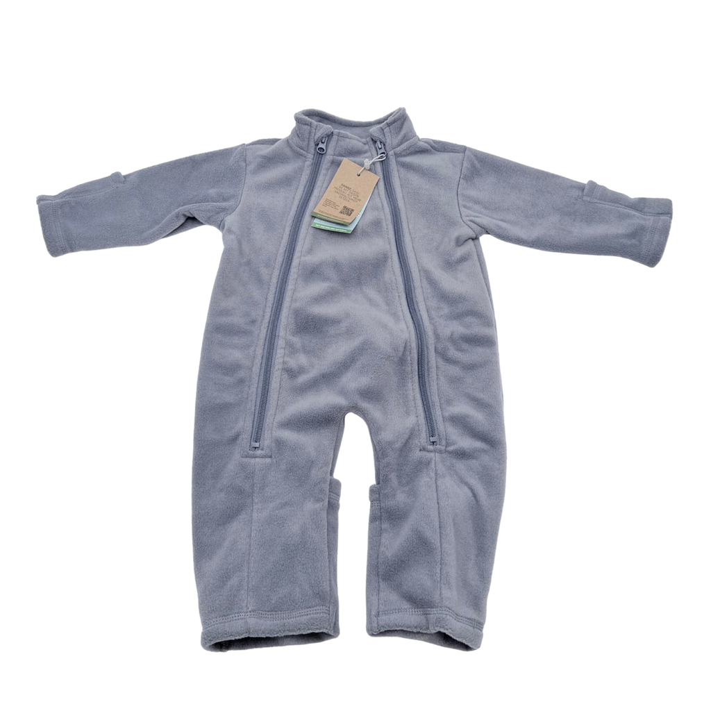 Combinaison bébé gris bleuté en polaire à double zip - 2-6 mois