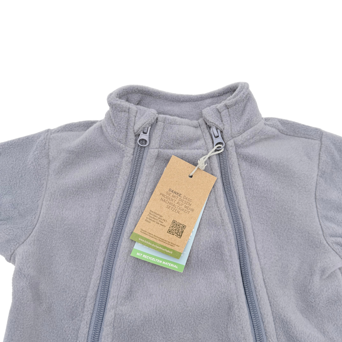 Combinaison bébé gris bleuté en polaire à double zip - 2-6 mois