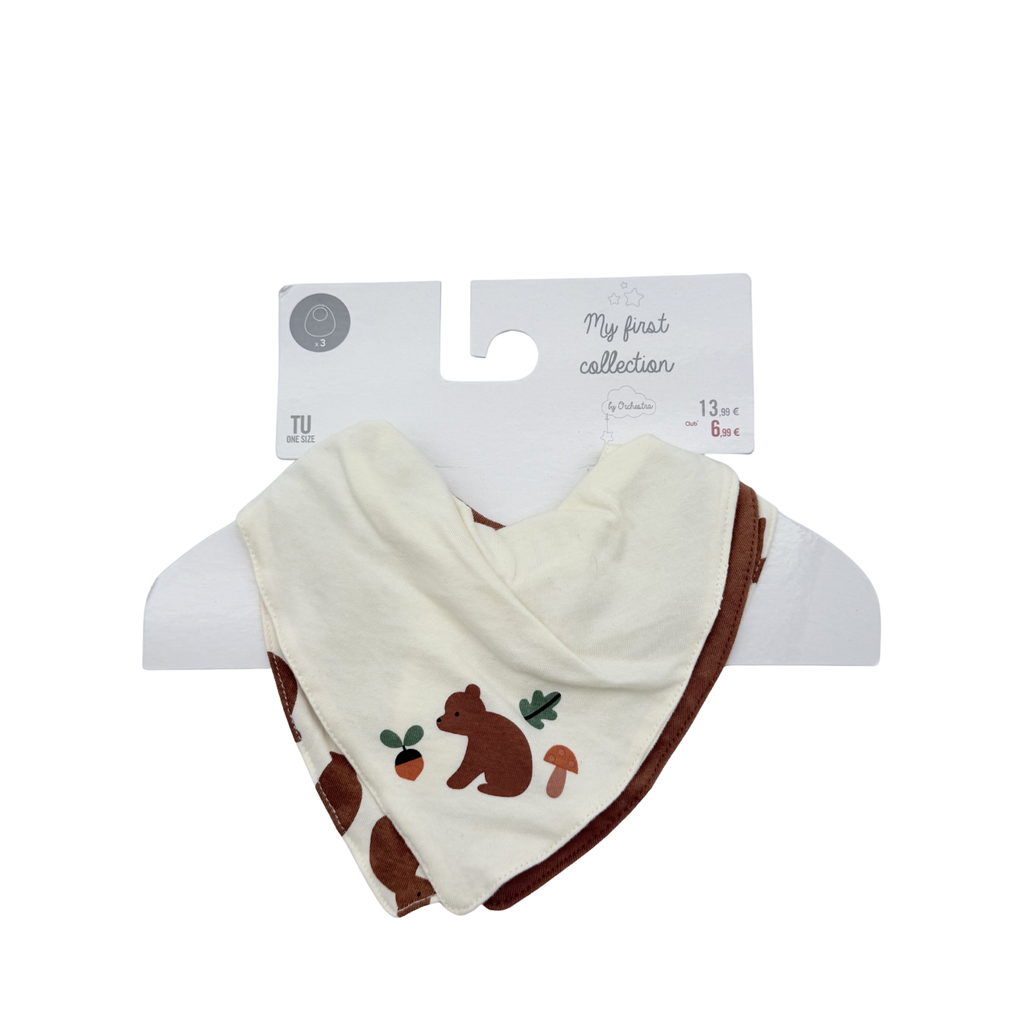 Lot de 3 bavoirs bandana forêt – Taille unique