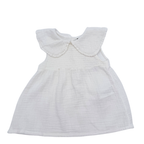 Top blanc en gaze de coton à grand col — 24 mois