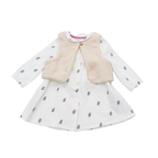 Ensemble bébé robe écrue fleurie et gilet sans manches - 9 mois