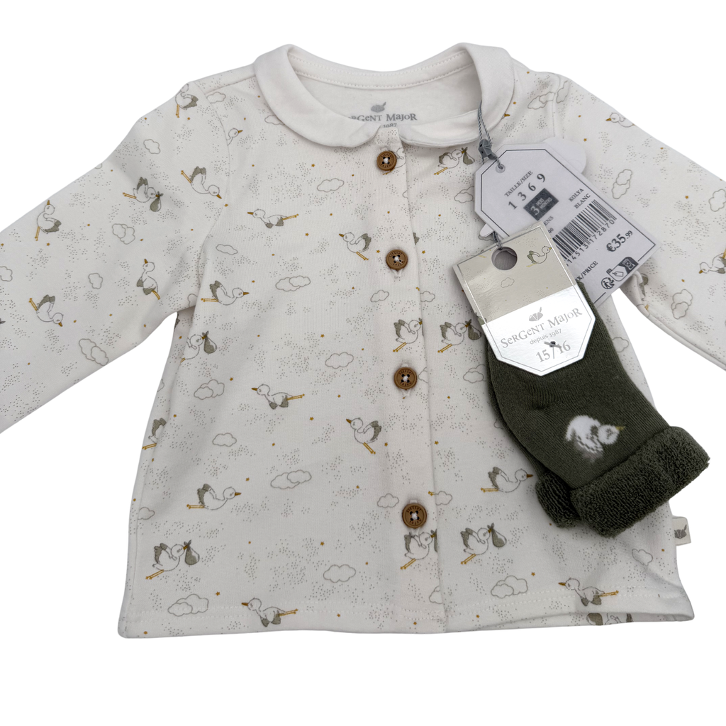 Ensemble bébé côtelé vert — 3 mois