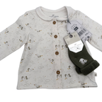 Ensemble bébé côtelé vert — 3 mois
