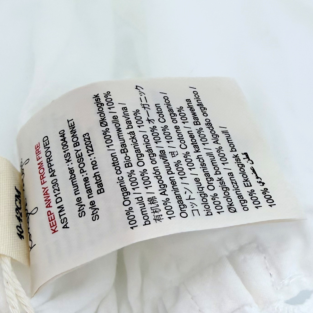 Chapeau bébé blanc brodé à nouer — 3-6 mois