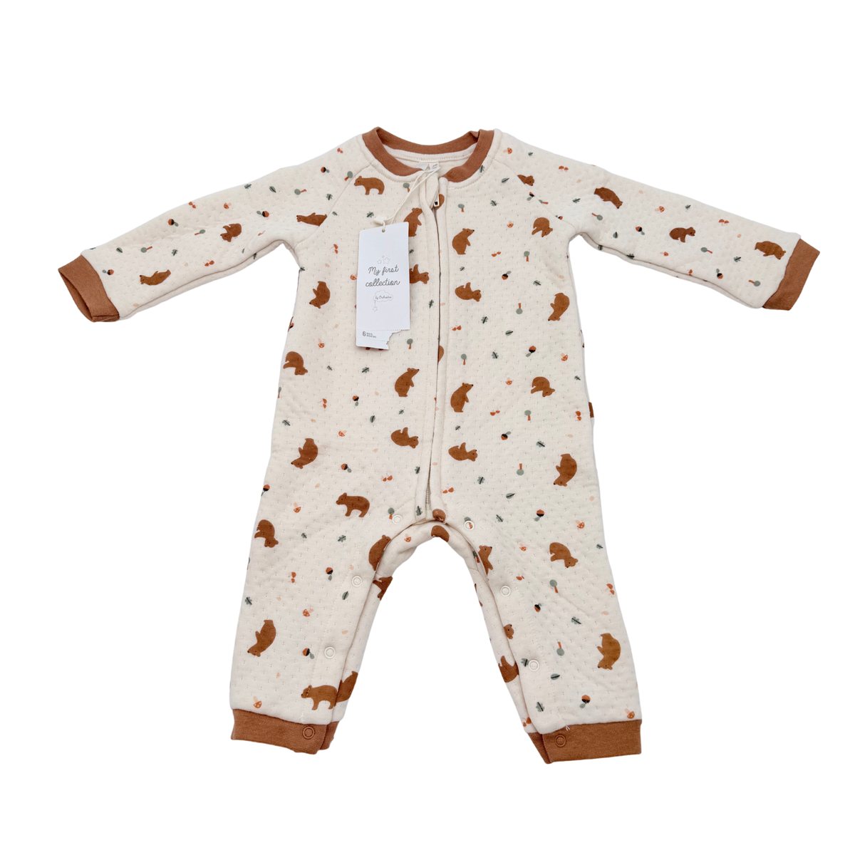 Pyjama bébé matelassé écru motif ours - 6 mois