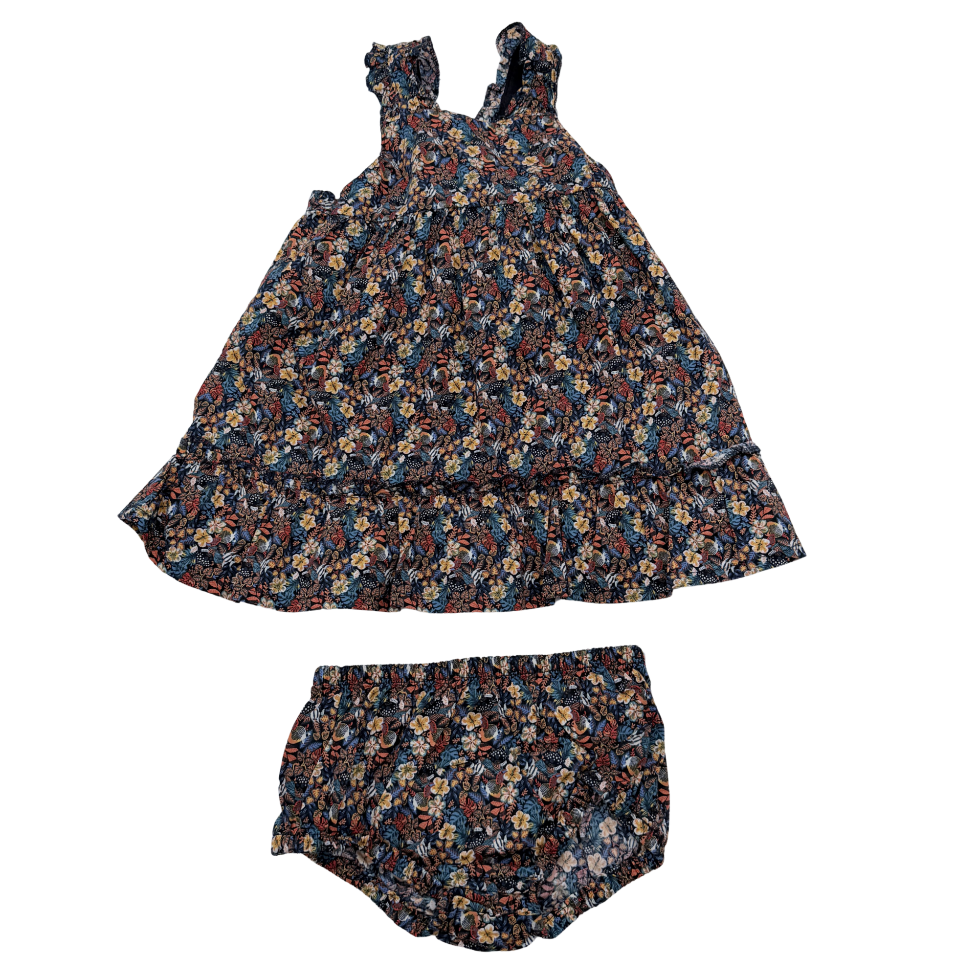 Ensemble robe fleurie et bloomer — 18 mois