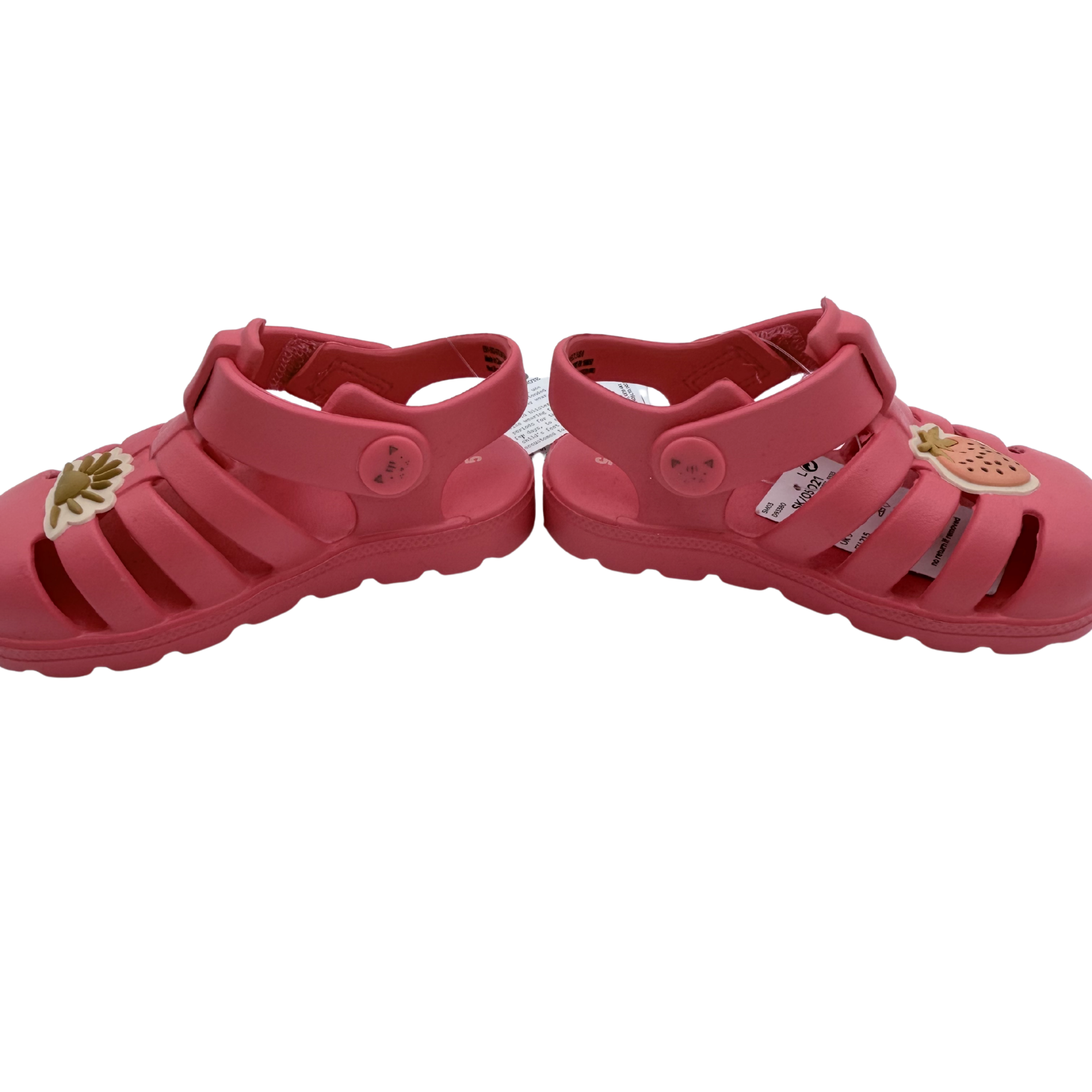 Sandales roses corail avec motifs fruits — 21,5