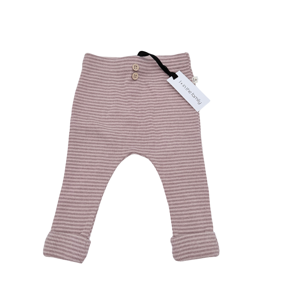 Legging rose rayé en maille côtelée - 3 mois