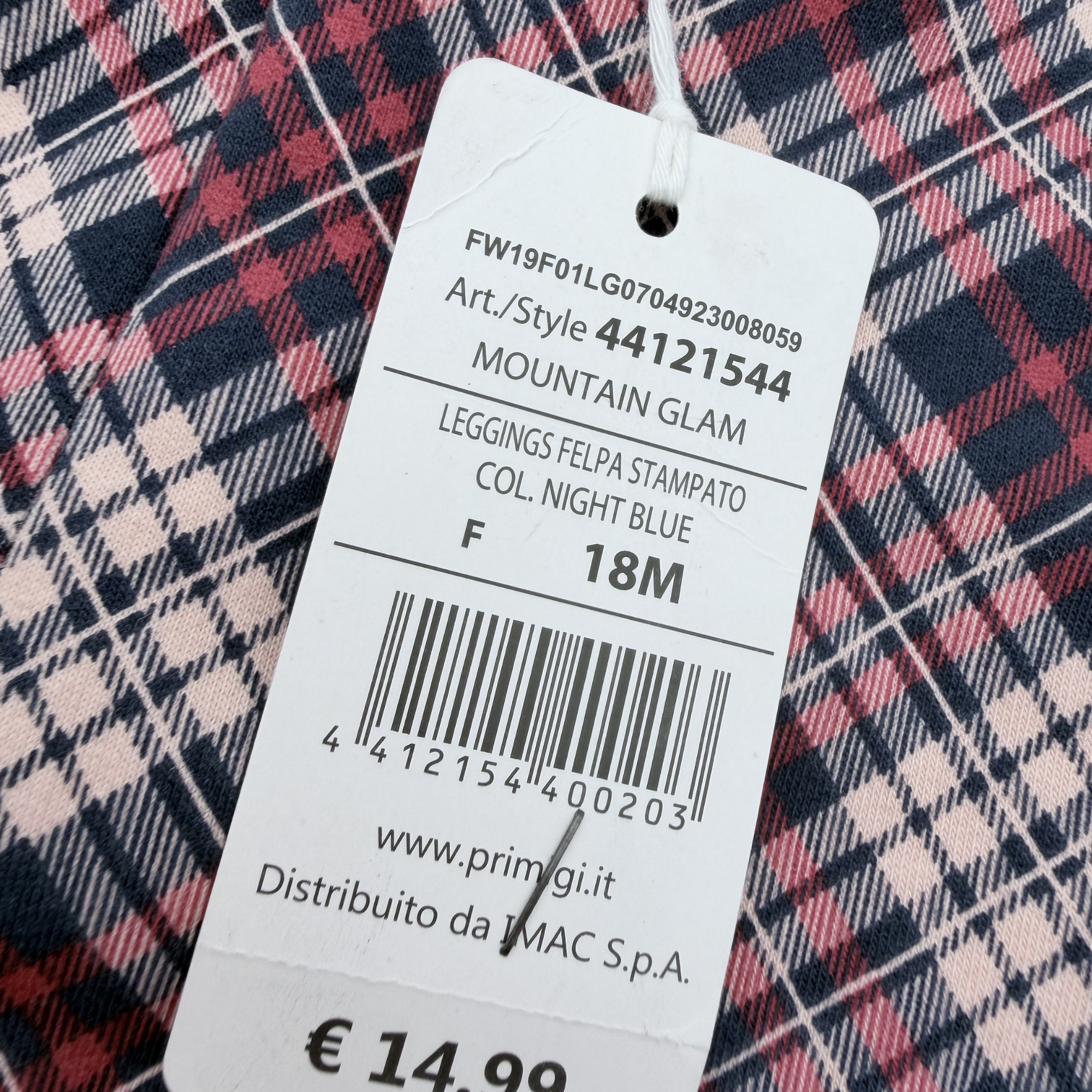Legging à carreaux bordeaux et bleu — 18 mois