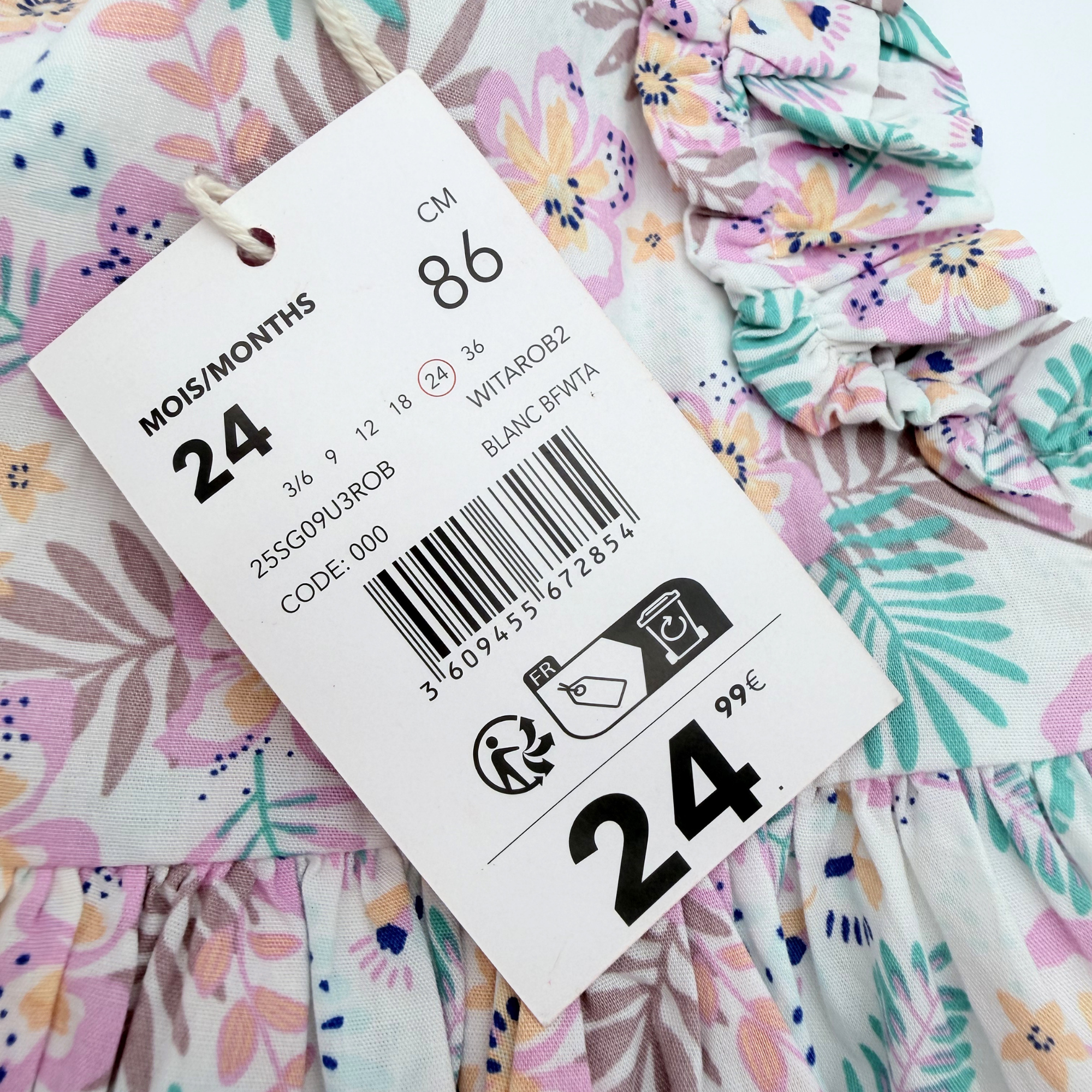 Ensemble robe fleurie et bloomer — 24 mois