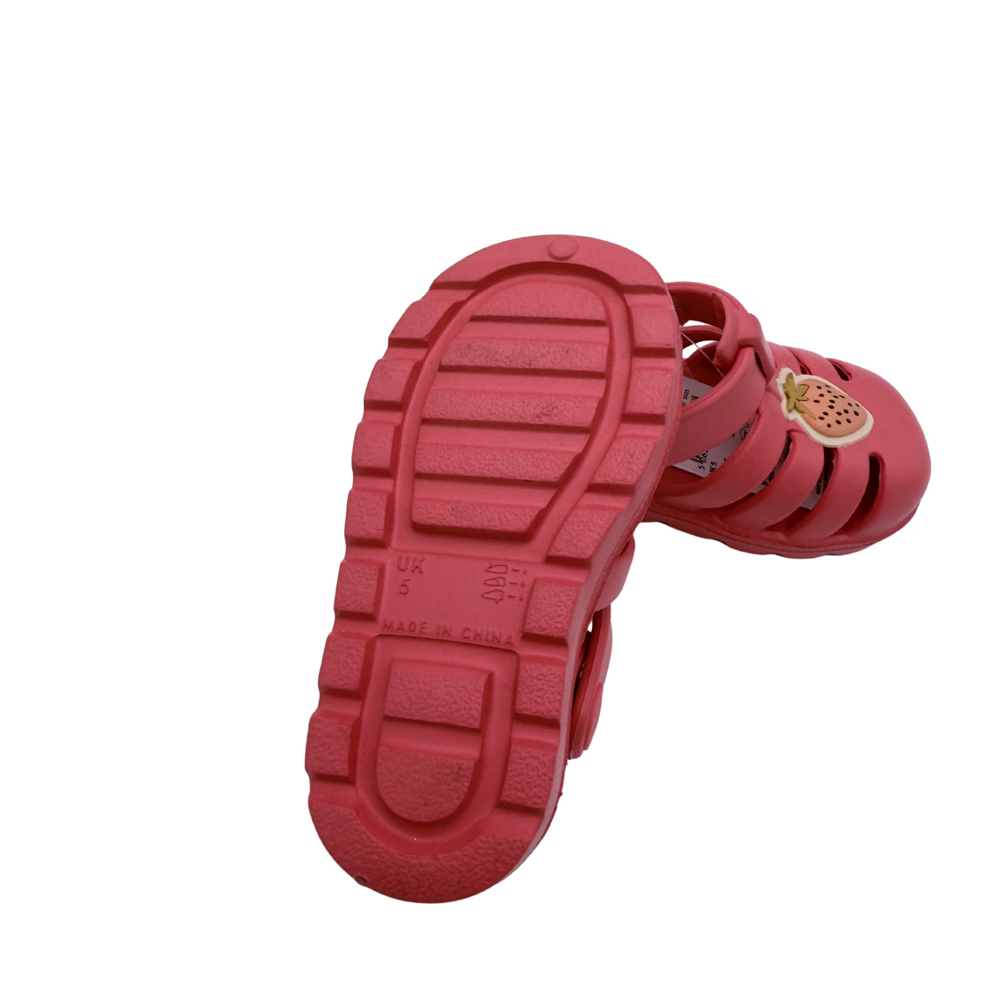 Sandales roses corail avec motifs fruits — 21,5