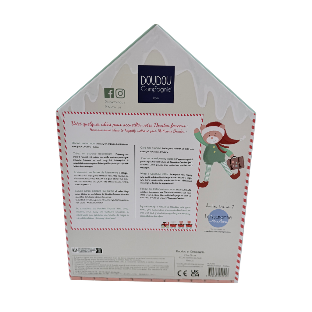 Peluche lutin farceur de Noël avec boîte décorative