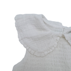 Top blanc en gaze de coton à grand col — 24 mois