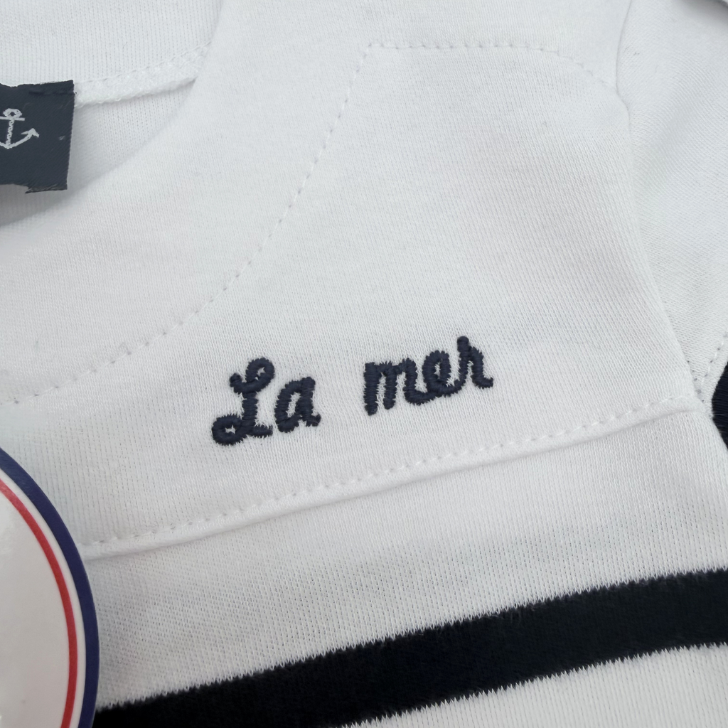 Marinière blanche et noire avec béret assorti — 6 mois