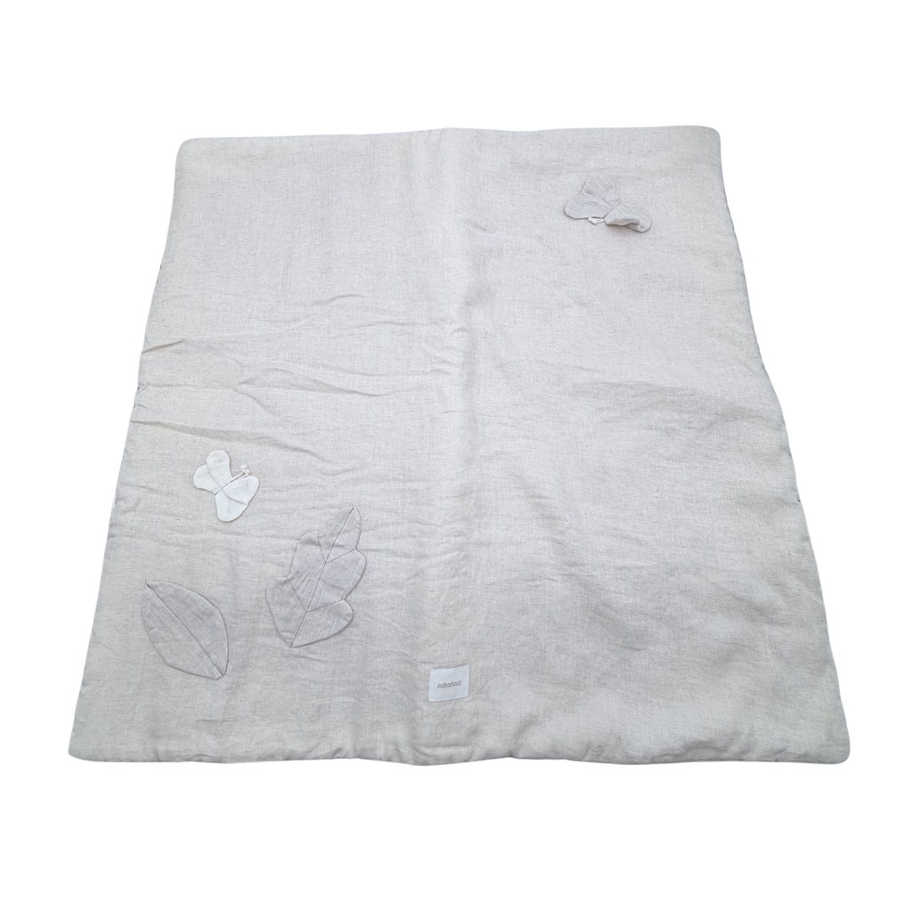 Tapis d’éveil en lin français greige — 98x98 cm