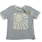 T-shirt bleu gris imprimé soleil — 6 ans