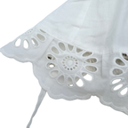 Chapeau bébé blanc brodé à nouer — 3-6 mois