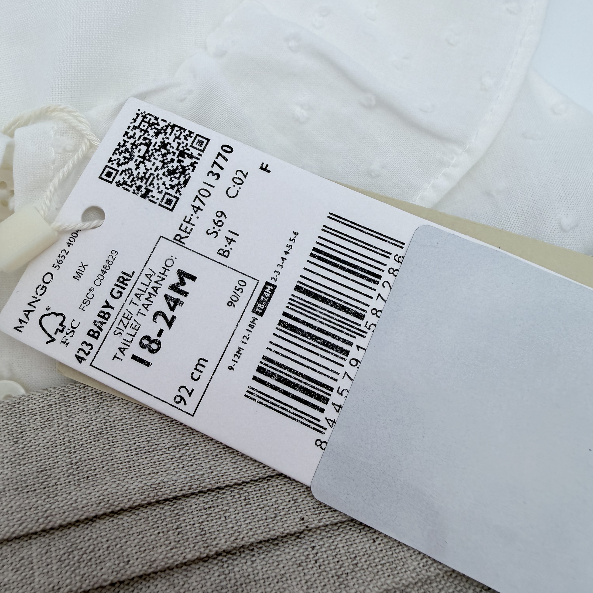 Robe bébé bi-matière beige & écru — 18-24 mois