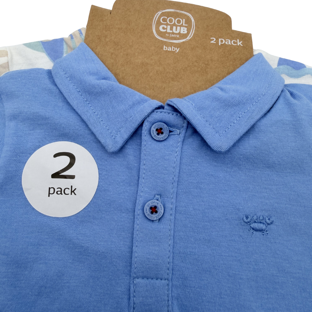 Lot de 2 t-shirts manches courtes bleu imprimé marin — 3 mois