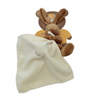 Doudou lapin marron avec mouchoir écru