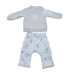 Ensemble bébé deux pièces écru motif éléphants - 3 mois