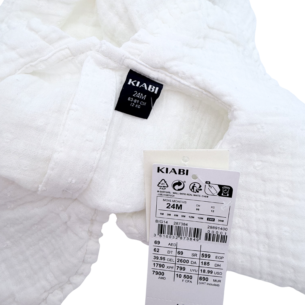 Top blanc en gaze de coton à grand col — 24 mois
