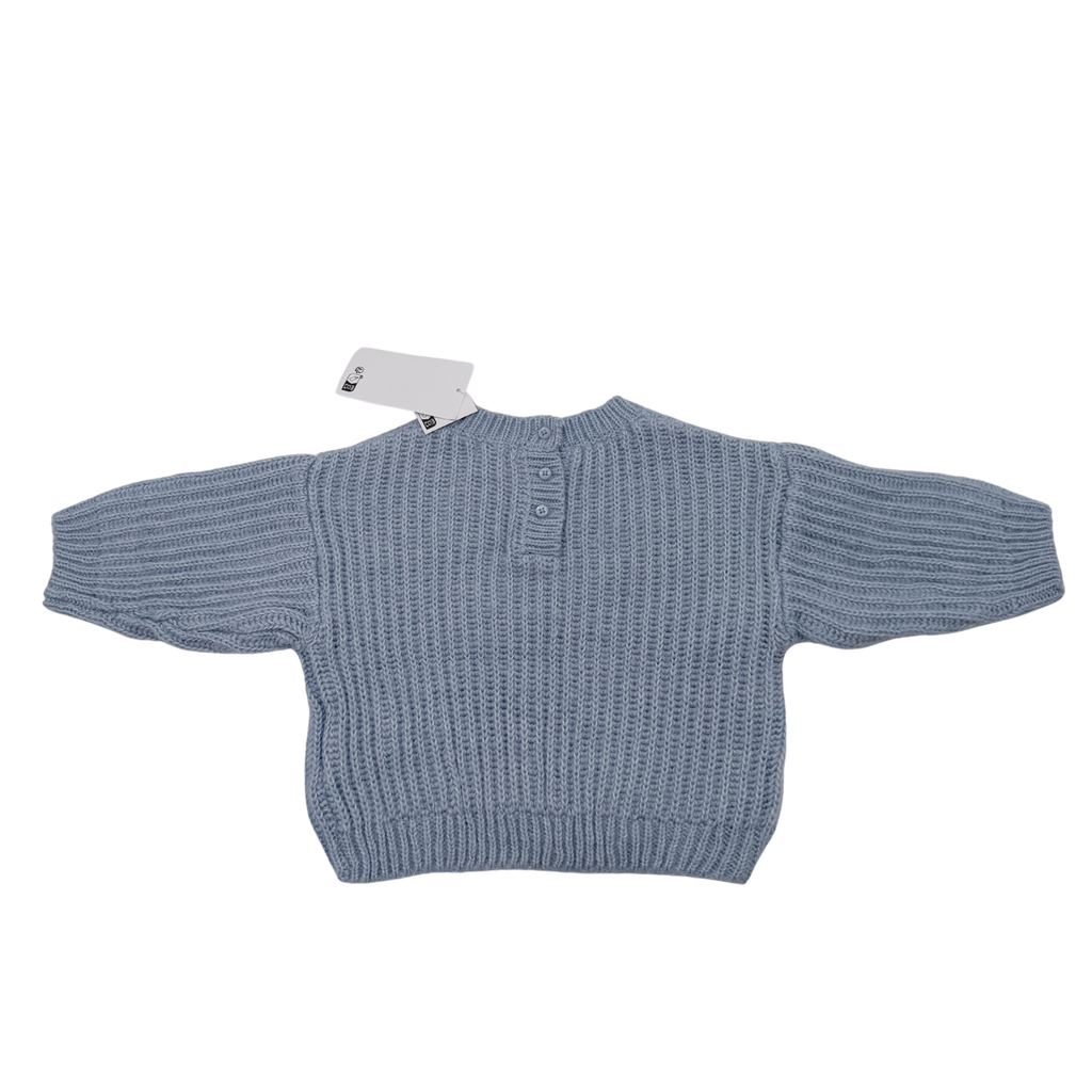 Pull en maille bleu ciel avec cœur brodé — 9 mois