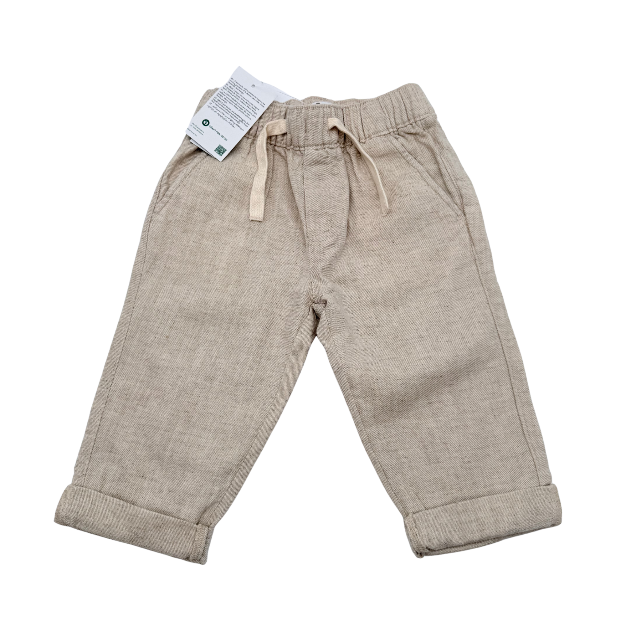 Pantalon en coton et lin coloris naturel - 12 mois