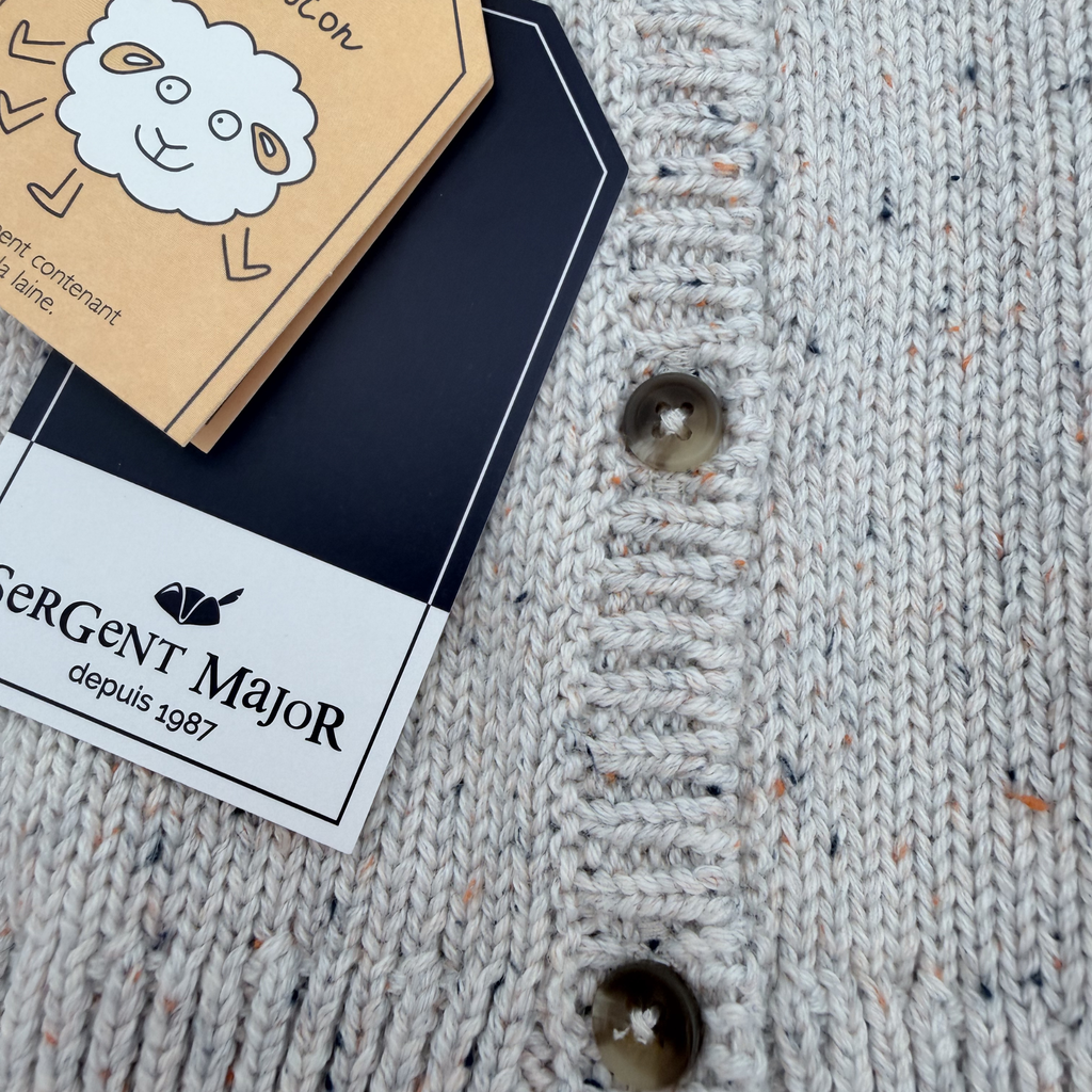 Gilet maille beige chiné — 12 mois
