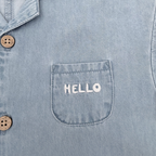 Combinaison denim bleu clair manches courtes — 24 mois