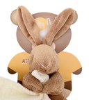 Doudou lapin marron avec mouchoir écru