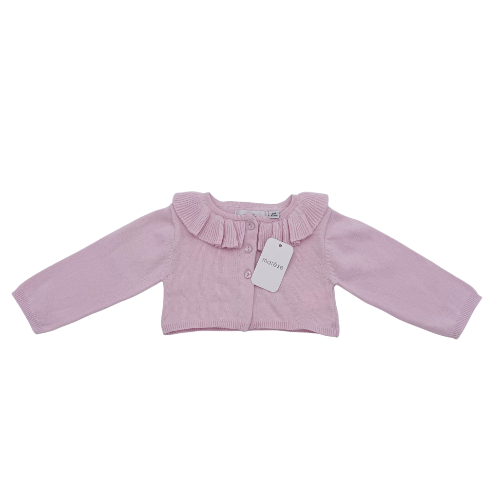 Boléro rose poudré à col volanté — 6 mois